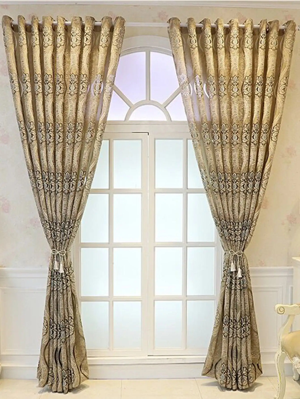 rideaux perforés européens motif floral polyester translucides salon sans fin européen ornements tringle rideaux