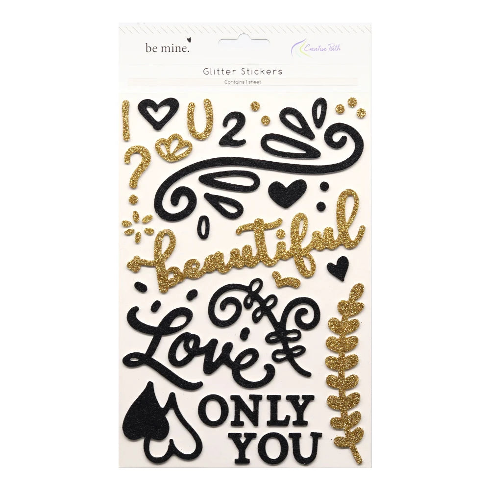 stickers décoratifs 3d pailletés lettres cœurs romantiques scrapbooking agenda journalisation