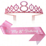 couronne anniversaire strass dorés ruban rose texte princesse fête cadeau favoris numéro anniversaire
