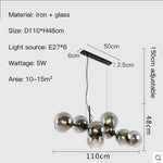 Suspension lumineuse or noir sphères transparentes moderne ampoules led