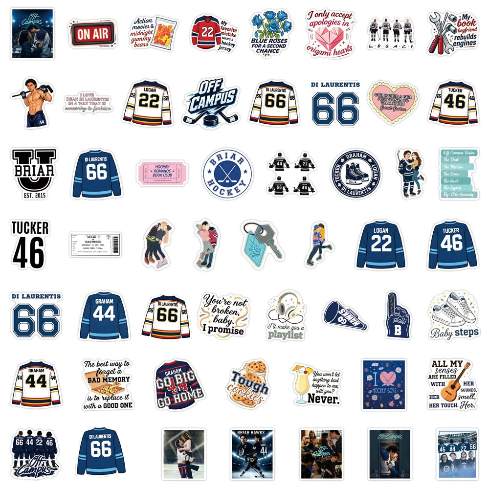 sticker adhésif motifs hockey coeurs citations personnes instruments variés populaire