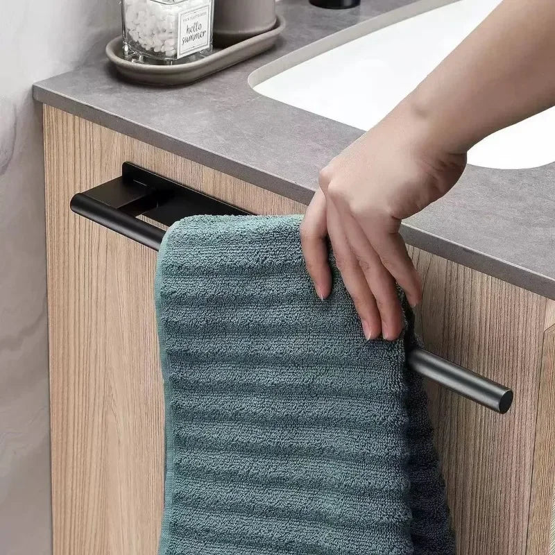 porte serviettes mural noir minimaliste auto adhésif acier inoxydable salle bain cuisine