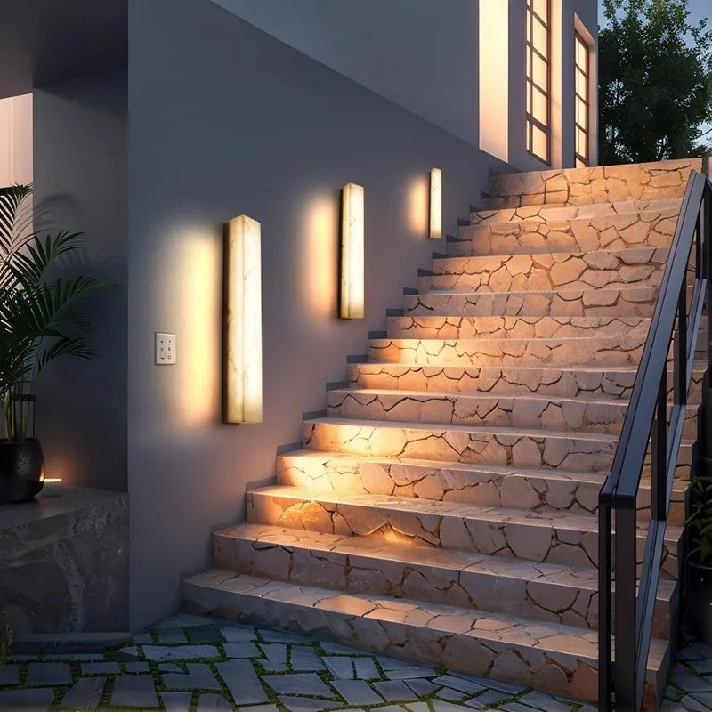 lampe murale moderne marbre blanc éclairage led imperméable autonome éclairage salon couloir