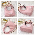 sac main femme rose clair étoiles dorées doux moderne casual tote toile