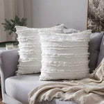housses coussins boho chic beige franges opacité jacquard respectueux environnement non toxique moderne canapé