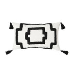 coussin carré boho blanc motif géométrique noir tassel brodé anti décubitus polyester
