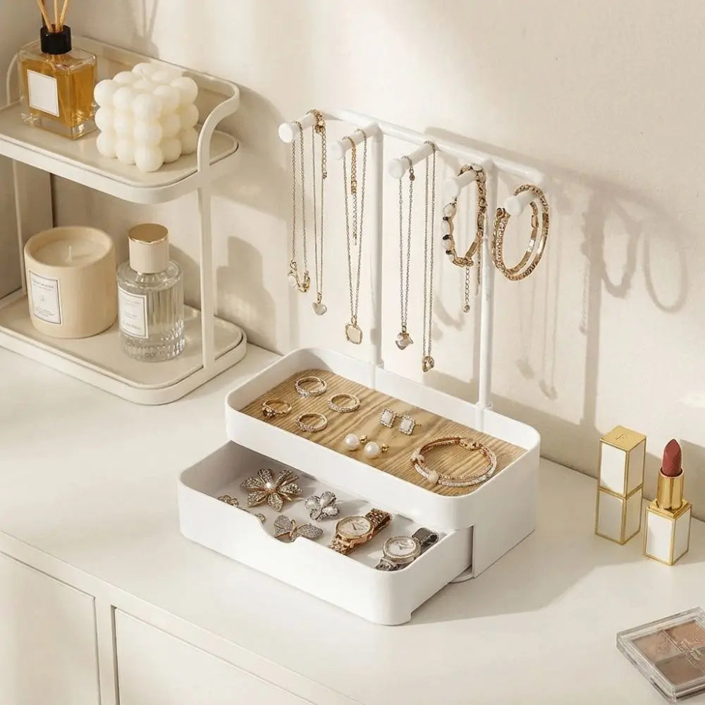boîte bijoux moderne noir blanc bois matériau organisation rangement portable