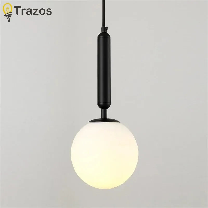 lampe suspension moderne or blanc noir sphérique brillante éclairage chambre salon étude entrée
