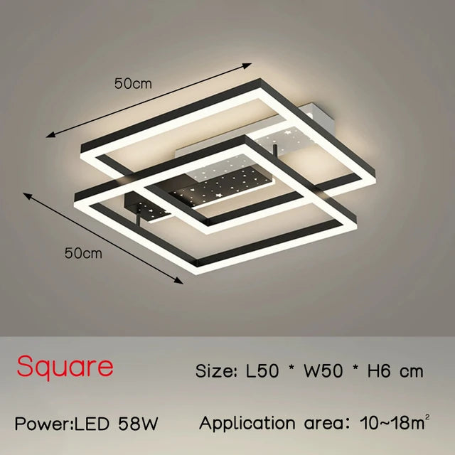 Luminaire LED moderne pendentif noir blanc géométrique 20+LED 3000lm chambre salon