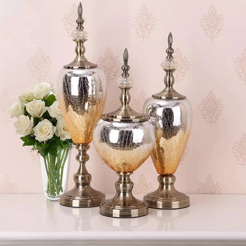 vases décoratifs bleu doré texture miroir opacité classique base solide