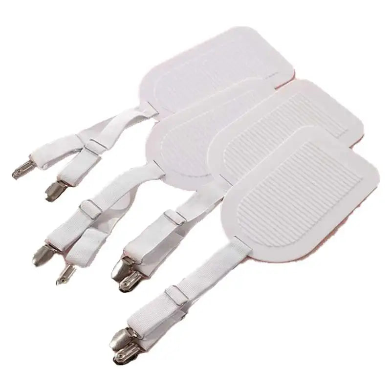 attaches drap réglables sangles élastiques clips métalliques plaques blanches modernes minimalistes