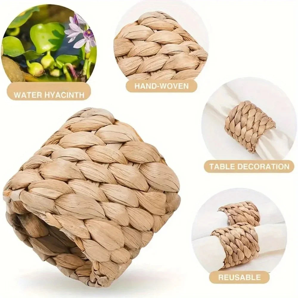 porte serviettes tressés rustiques boho beige marron clair naturels élégants 5cm diamètre set deco