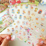 sticker cartoon transparent personnages mignons vêtements colorés accessoires scrapbooking téléphone ordinateur voiture