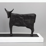 décoration moderne sculpture animaux abstrait brut texturé noir base blanche