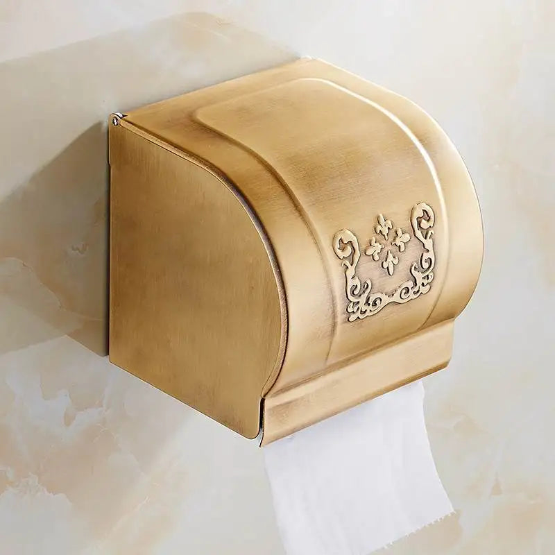 porte serviettes mural bronze floral classique vis fixations bain hygiène produits cosmétiques flacons