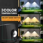 projecteur mural solaire led noir rgbw ip65 moderne adhésifextérieur jardin patio
