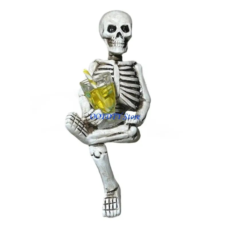 figurines squelette résine boissons halloween blanc rouge jaune aspect osseux texture rugueuse