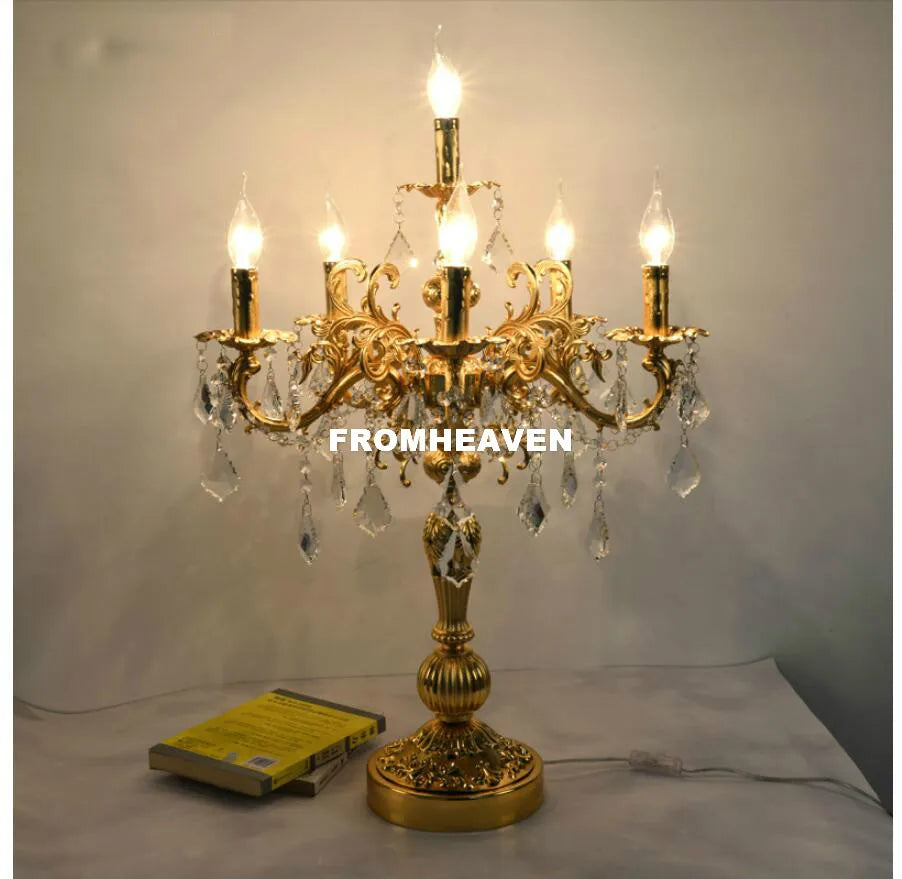 lampe poser or argent ornements baroques cristal led classique baroque