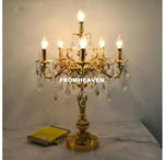 lampe poser or argent ornements baroques cristal led classique baroque