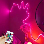 ruban led néon bleu rose blanc controle telecommande decoration moderne salon clips muraux