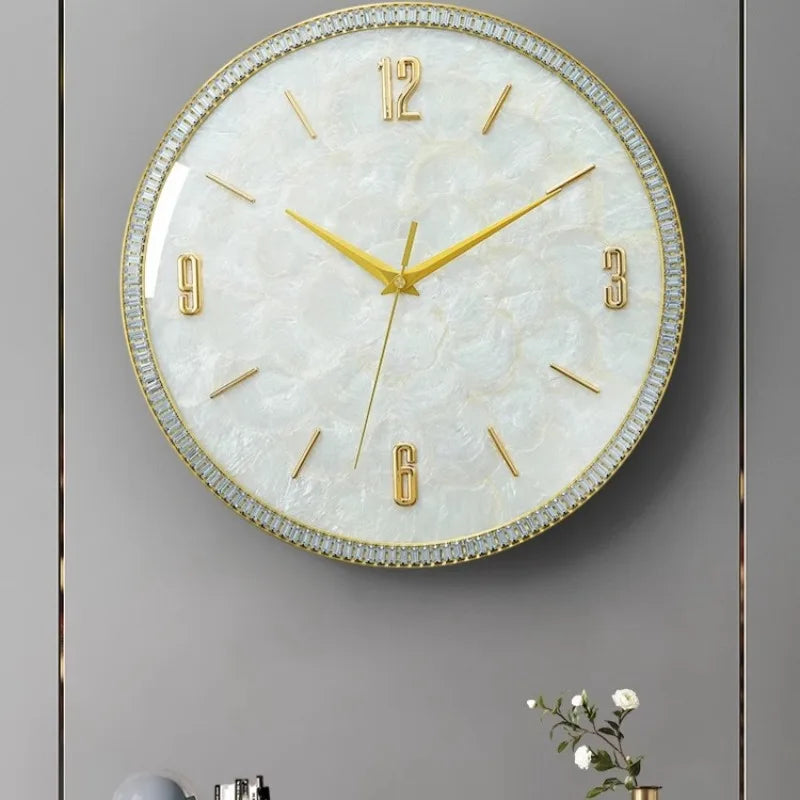 horloge murale moderne simple décoration intérieure visage unique opale naturelle fixation blanc marbré