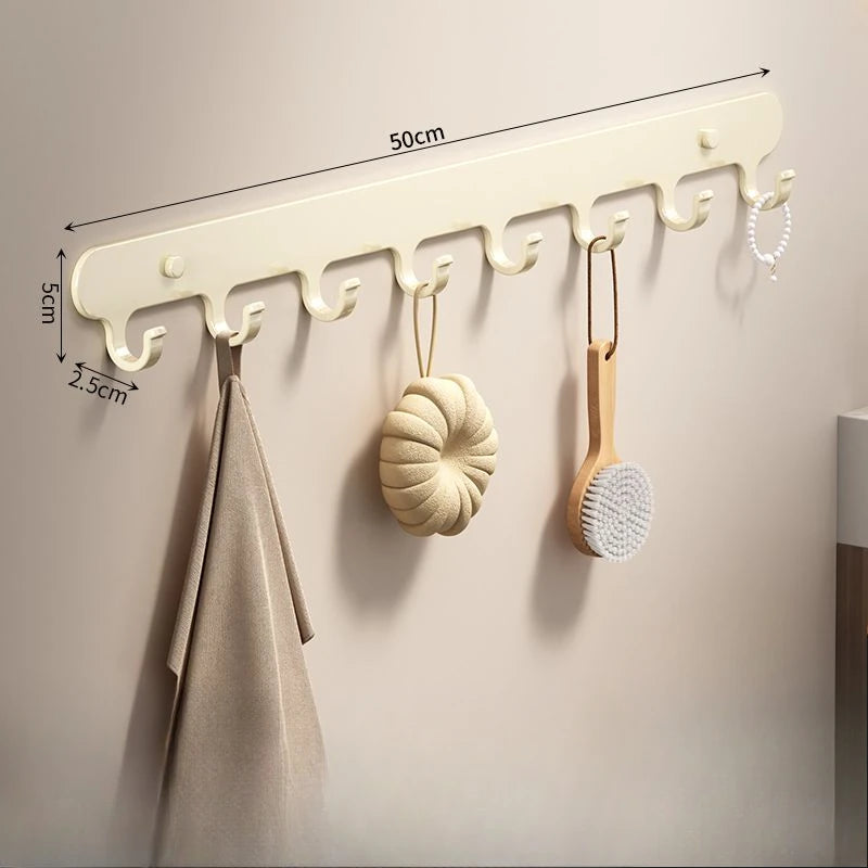 porte serviettes mural gris métallisé moderne 50cm large vis fixations utilisation multiple chambre cuisine