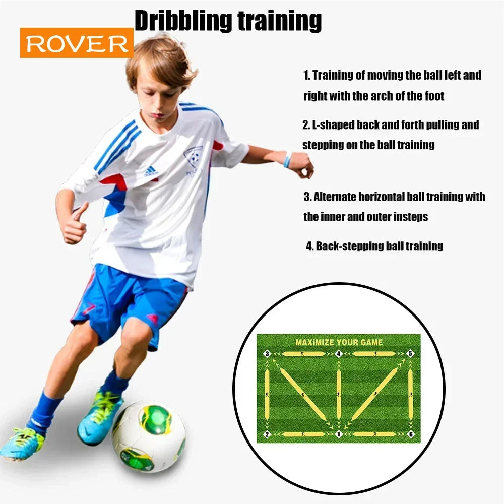 tapis entraînement football vert blanc noir terrain ballons didactique pratiqueintérieurextérieur