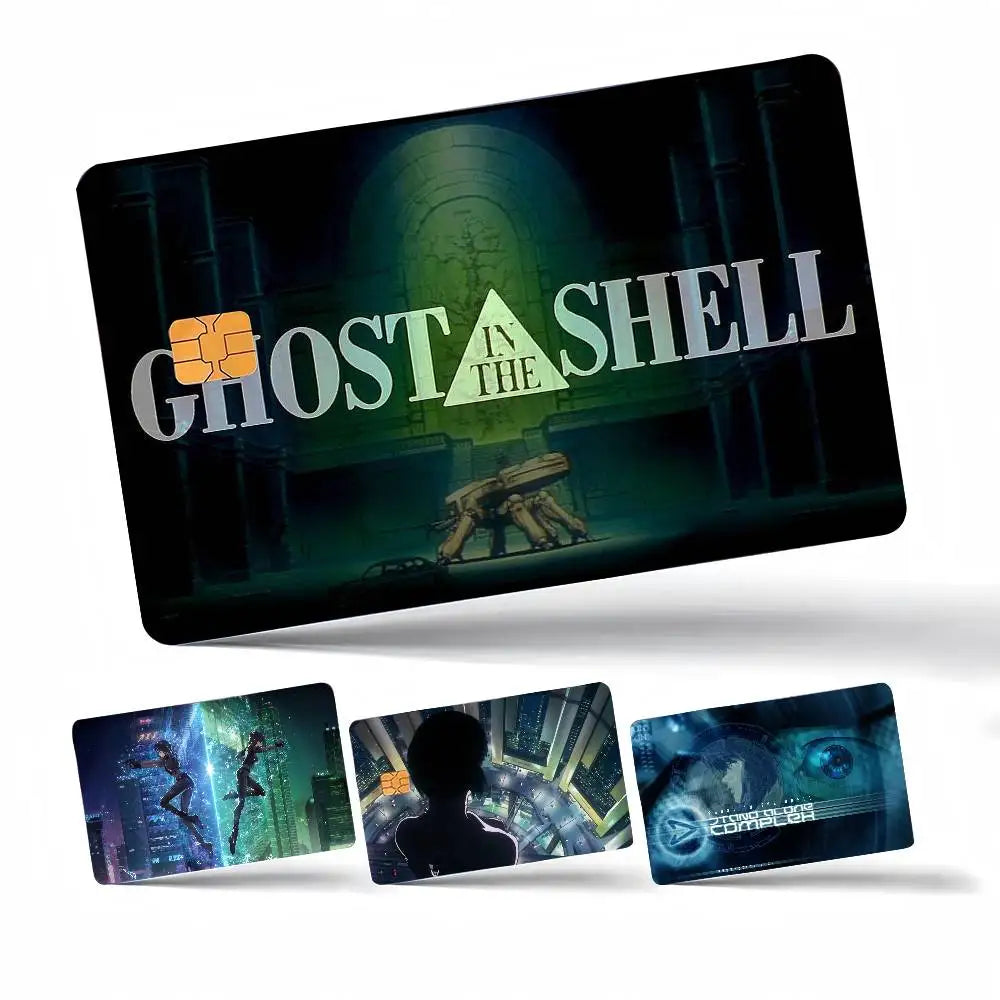 sticker anime ghost shell waterproof réutilisable moderne graphique carte crédit pièces