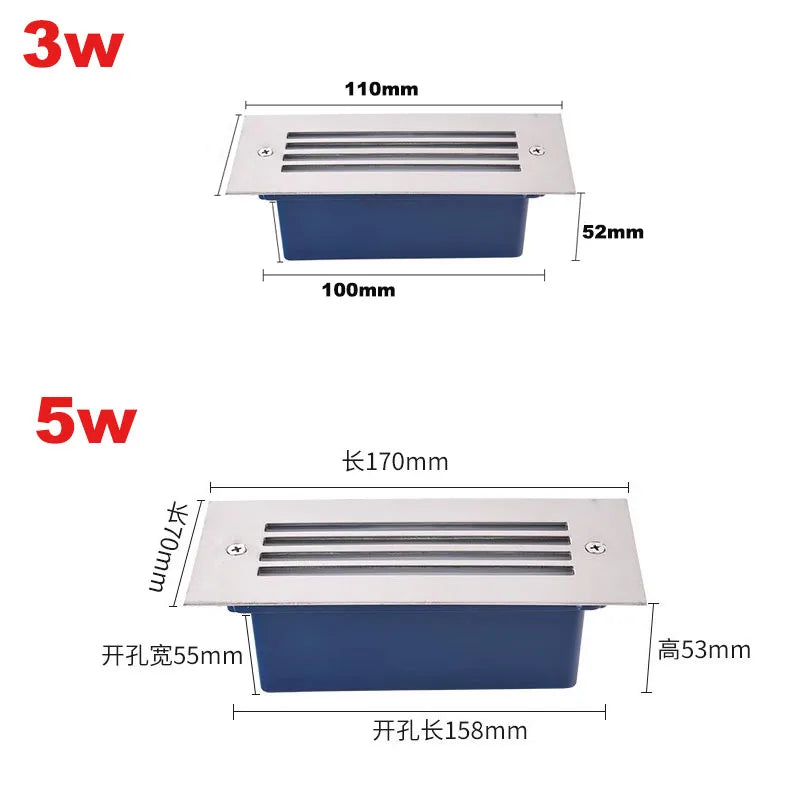 lampe sol moderne bleu argenté led 3w 5w verre trempé ip66 acier poliextérieur