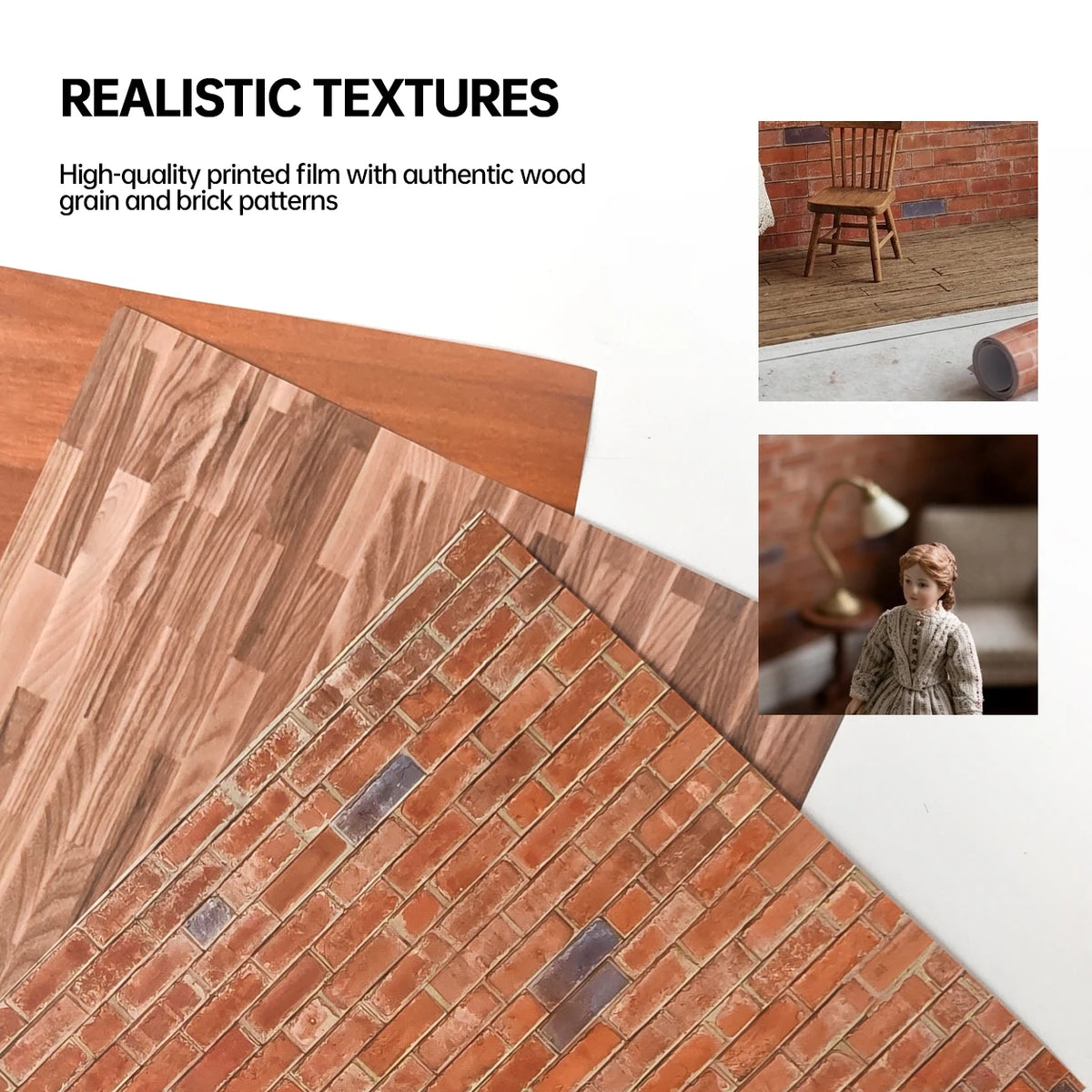 autocollants décoratifs muraux sol papier grain bois motif brique élégants 21cm 28.5cm 3pièces bricolage