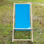 chaise longue pliable bois massif toile rayée plateau d'appoint plage