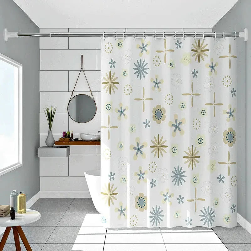 rideau douche fleuré moderne imperméable blanc lavable machine anneaux suspension