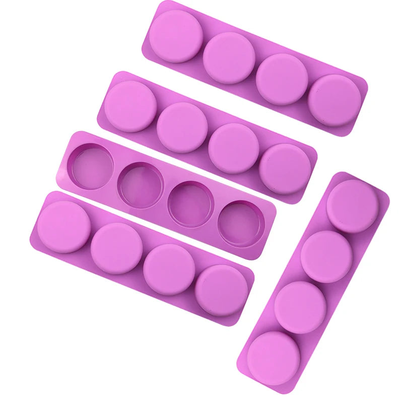 moule silicone violet cavités rondes fabrication savon bougie bain artisanal