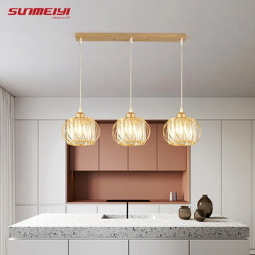 Suspension lumineuse moderne or noir lumières transparentes câbles suspendus chambre salon