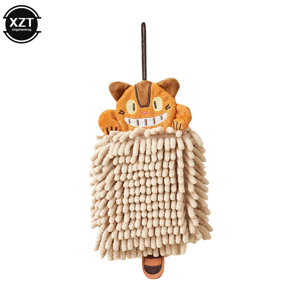 serviette main chat orange crème texturée absorbante rapide suspendue toilette enfants