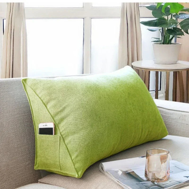 coussin dossier triangulaire bleu clair canapé salon tête lit support dos