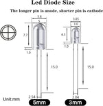 diodes led rouges noires transparentes 5mm 3mm câbles pack 10 pièces
