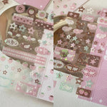 autocollants kawaii adhésifs notes musicales coeurs étoiles fruits géométriques rose blanc marron vert bleu