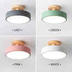 Lampe moderne couloir escalier tri couleur bois acrylique fer gris blanc rose vert