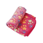 couverture douce animaux compagnie imprimé pattes animaux beige rose blanc confortable tamaño