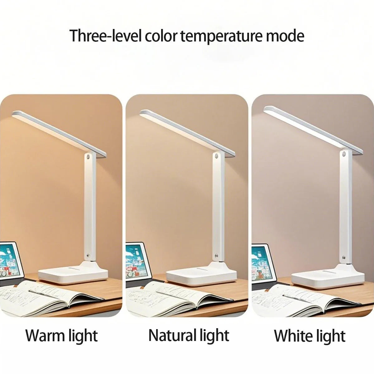 lampe pliable led rechargeable tactile luminosités blanc moderne sans fixation câble usb