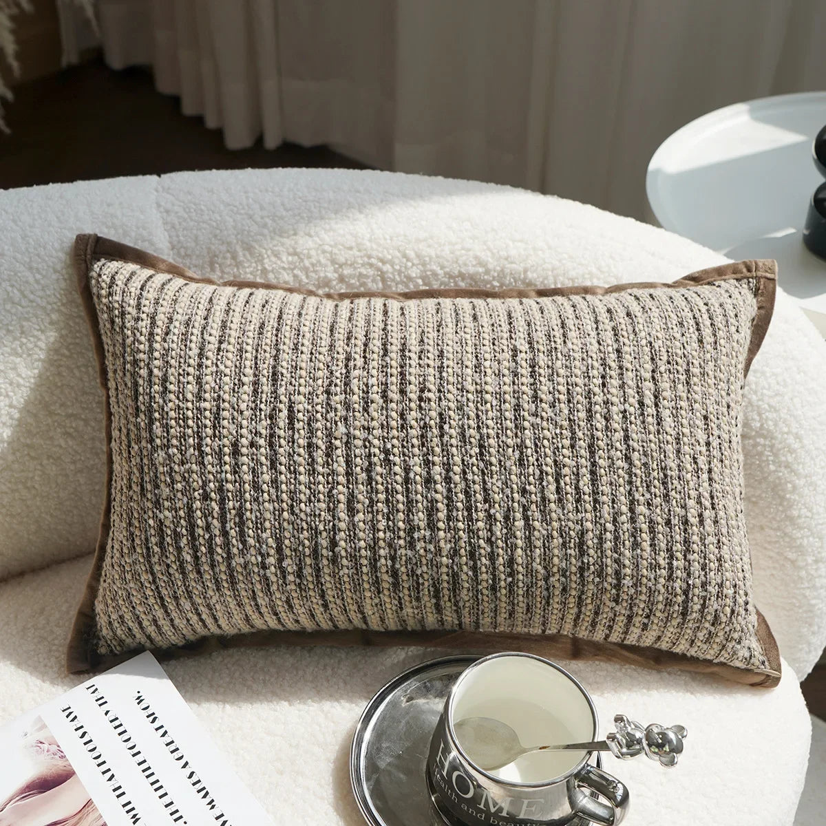 lot housses coussin décoratives motifs animalier rayures géométriques noir blanc