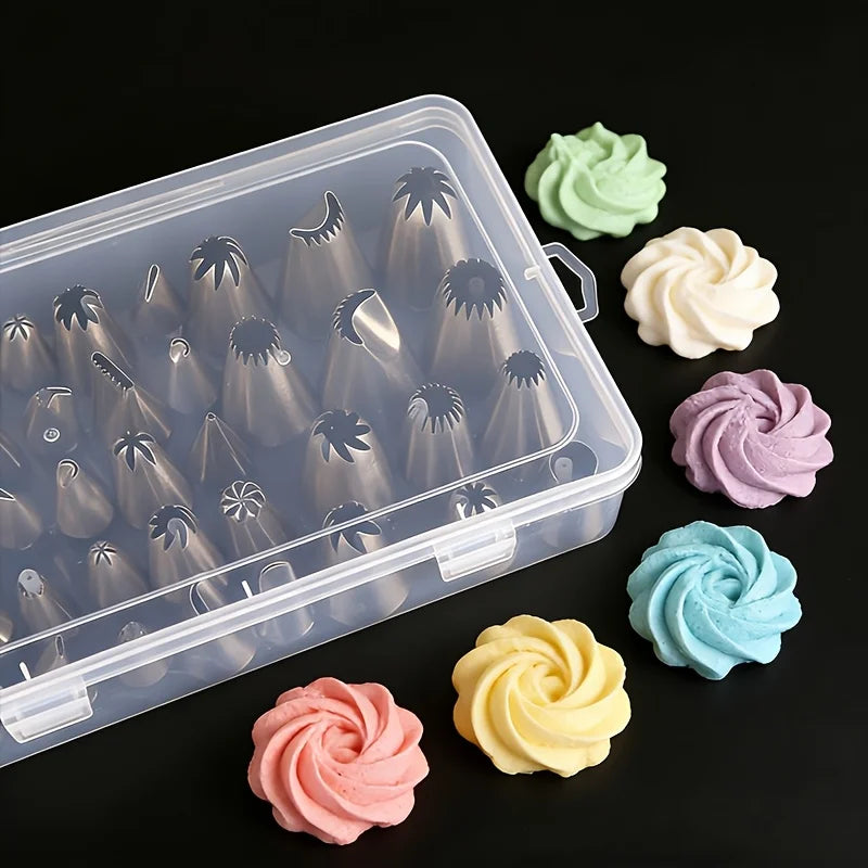 rangements embouts pâte gâteau argentés professionnel organisation pâtisserie outils cuisine embouts variés coniques