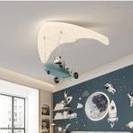 lampe enfants panda avion nuages bleu blanc moderne chambre LED pendentif