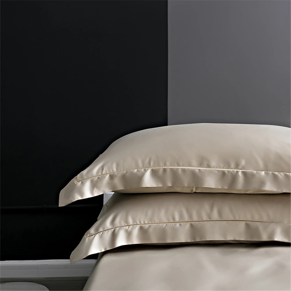drap lit uni beige clair soie 100 housses oreillers plat taies lit chambre qualité