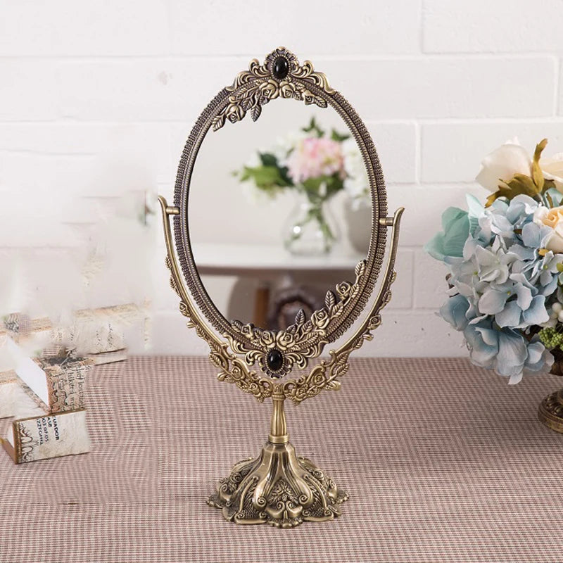miroir ovale or floral classique dressing sans luminaire rotationnable maison