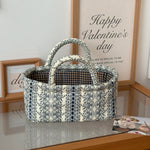 panier rangement pliable polyester toile jouy vintage blanc carreaux romantique portable respectueux environnement
