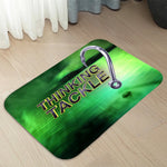 tapis moderne noir vert logo korda thinking tackle motif fleurs petite mousse pe polyester