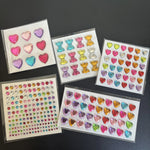 sticker decoratif multicolore coeur etoile brillant adhesif fleur ruban decor scene festive individuel pack