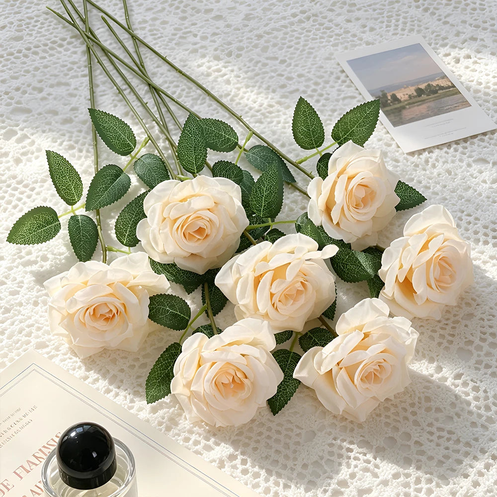 bouquet roses artificielles blanches vase cube decoration maison mariage anniversaireintérieur